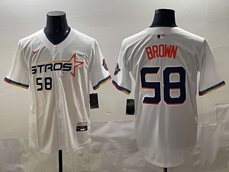 Men Houston Astros #58 Brown White Fourth generation Joint Name 2025 Nike MLB Jersey style 4